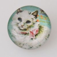 (image for) Snap Jewelry Photo - Animal - Cat Fluffy White