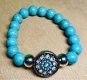 (image for) Snap Jewelry Stretch Turquoise Beaded Bracelet fits 18mm Ginger