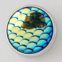 (image for) Snap Jewelry Iridescent Design - Scales Blue Silver Trim