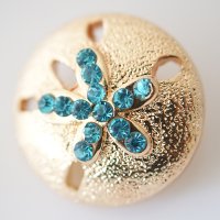 (image for) Snap Jewelry Rhinestone - Sand Dollar Gold & Blue