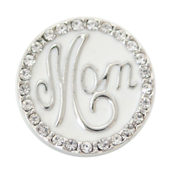 (image for) Snap Jewelry Enamel Mom White - Click Image to Close