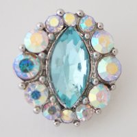 (image for) Snap Jewelry Rhinestone - Faceted Oval Center - Light Blue