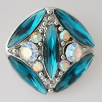 (image for) Snap Jewelry Rhinestone - Faceted Oval Crystal - Teal & AB