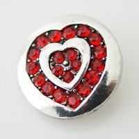 (image for) Snap Jewelry Rhinestone - Heart Double Red