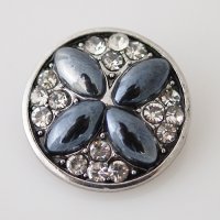 (image for) Snap Jewelry Stone - Cross & Rhinestone - Black & Clear