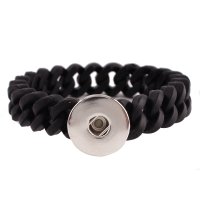 (image for) Snap Jewelry Silicone Bracelet Black Stretch fits 18-20mm Snaps