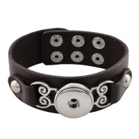 (image for) Snap Jewelry Snap Clasp Leather Bracelet - Heart Design Brown