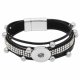 (image for) Snap Jewelry Bracelet Leather Magnet - Beads & Rhinestones Black