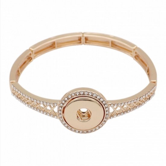 (image for) Snap Jewelry 18-20mm Stretch Rhinestone Halo Bracelet Gold Tone - Click Image to Close