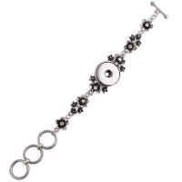 (image for) Snap Jewelry Toggle Bracelet Rhinestone Flower