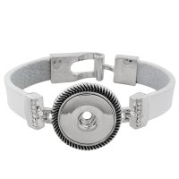 (image for) Snap Jewelry Bracelet White Leather Buckle Fits 18-20mm Charms