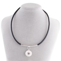(image for) Snap Jewelry Black Leather Necklace 18" +2"