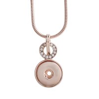 (image for) Snap Jewelry Rose Gold Necklace Rhinestone Halo 18"+3" fits 18mm