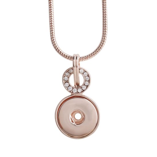 (image for) Snap Jewelry Rose Gold Necklace Rhinestone Halo 18"+3" fits 18mm - Click Image to Close