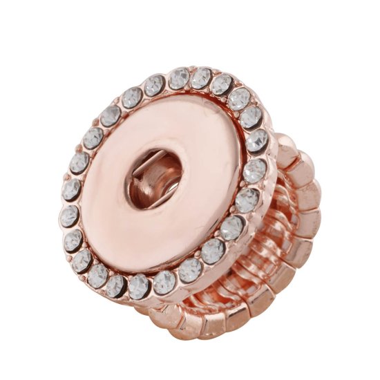 (image for) Snap Jewelry Rhinestone Halo Stretch Ring - Rose Gold Tone - Click Image to Close