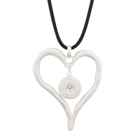(image for) Snap Jewelry Heart Halo Leather Necklace 32" - Click Image to Close