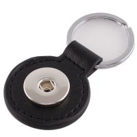 (image for) Snap Jewelry Key Chain Black Leather Round 18-20mm