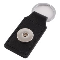 (image for) Snap Jewelry Key Chain Black Leather Square fits 18-20mm Charms