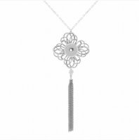 (image for) Snap Jewelry Rhinestone Flower Cutout Cable Box Necklace 24"+3"