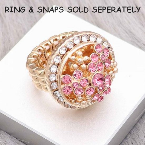 (image for) Snap Jewelry Rhinestone Halo Stretch Ring Gold Tone One-Fits-All - Click Image to Close