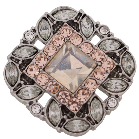 (image for) Snap Jewelry Rhinestone Antique Pink & Peach Square fits Ginger - Click Image to Close