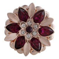 (image for) Snap Jewelry Rhinestone - Rose Gold Metal Red & Pink Flower