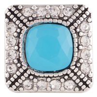 (image for) Snap Jewelry Rhinestone - Square Halo Clear & Blue Stone