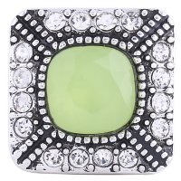 (image for) Snap Jewelry Rhinestone - Square Halo Clear & Peridot Stone