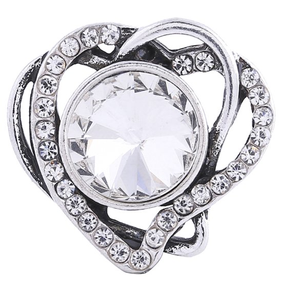 (image for) Snap Jewelry Rhinestone Heart Clear - Click Image to Close