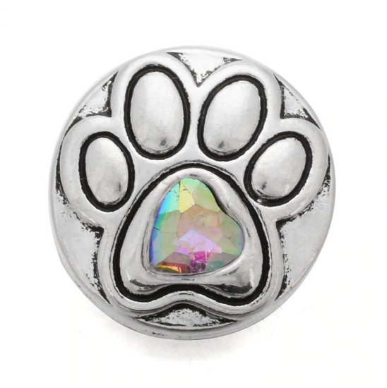 (image for) Snap Jewelry Metal - Dog Paw AB Heart - Click Image to Close