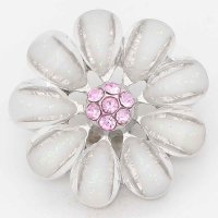 (image for) Snap Jewelry Rhinestone - Flower Opaque & Pink Center Stones
