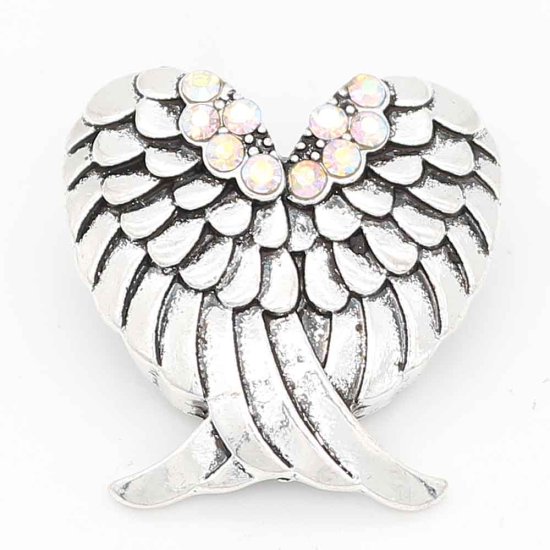 (image for) Snap Jewelry Rhinestone Angel Wings AB Crystal 18-20mm - Click Image to Close