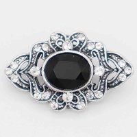 (image for) Snap Jewelry Rhinestone - Antique Oblong Oval Black Stone