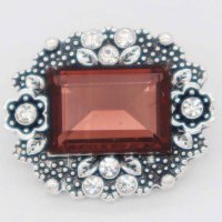 (image for) Snap Jewelry Rhinestone - Brown Emerald-Cut Antique Design