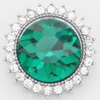 (image for) Snap Jewelry Rhinestone - Clear Halo Faceted Green Center