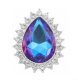 (image for) Snap Jewelry Rhinestone Purple AB Pear Tear Drop & Clear Halo