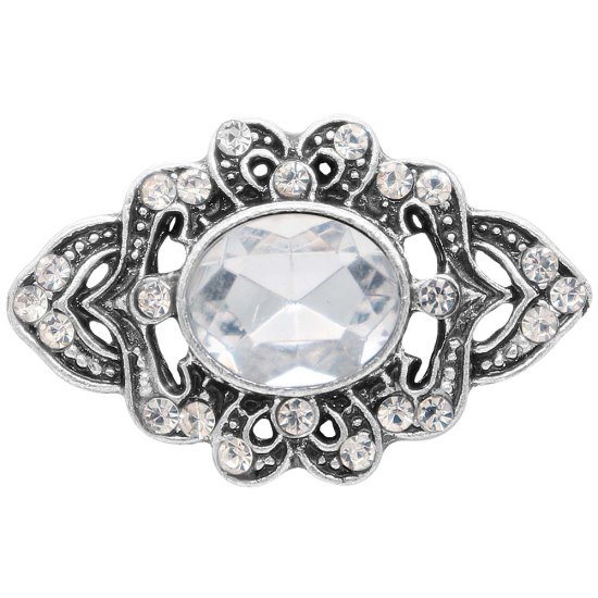 (image for) Snap Jewelry Rhinestone - Antique Clear Oval Stone - Click Image to Close