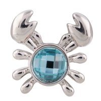 (image for) Snap Jewelry Faceted - Silver Crab with Blue Crystal Body