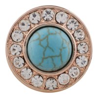 (image for) Snap Jewelry Turquoise Halo Rose Gold Tone