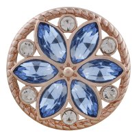 (image for) Snap Jewelry Rhinestone - Rose Gold-Tone Light Blue Flower