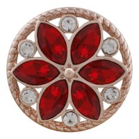 (image for) Snap Jewelry Rhinestone - Rose Gold-Tone Red Flower