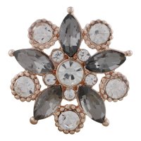 (image for) Snap Jewelry Rhinestone - Rose Gold-Tone Gray Flower