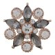 (image for) Snap Jewelry Rhinestone - Rose Gold-Tone Gray Flower