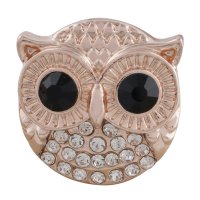 (image for) Snap Jewelry Rhinestone - Owl Rose Gold-tone Black Eyes