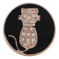 (image for) Snap Jewelry Enamel - Cat in Rhinestones Rose Gold-Tone