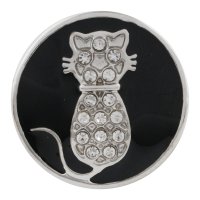 (image for) Snap Jewelry Enamel - Cat in Rhinestones Black & Clear