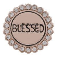 (image for) Snap Jewelry Rhinestone - Rose Gold-Tone Halo "Blessed"
