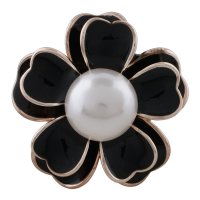 (image for) Snap Jewelry Pearl - Rose Gold-Tone Black Enamel