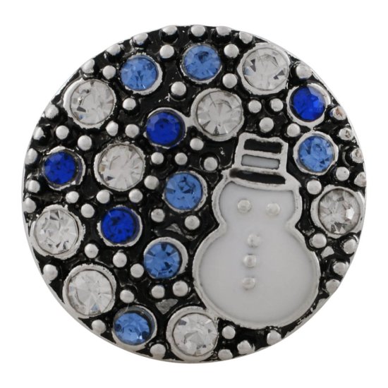 (image for) Snap Jewelry Rhinestone - Winter Snowman Blue & White Stones - Click Image to Close
