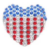 (image for) Snap Jewelry Rhinestone - Metal Flag Heart Red White & Blue